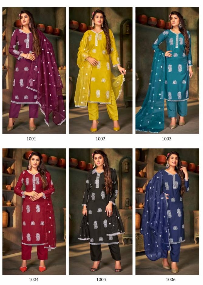 Peri Peri By Banwery Russian Silk Lakhnavi work Kurti With Bottom Dupatta Wholesale Online